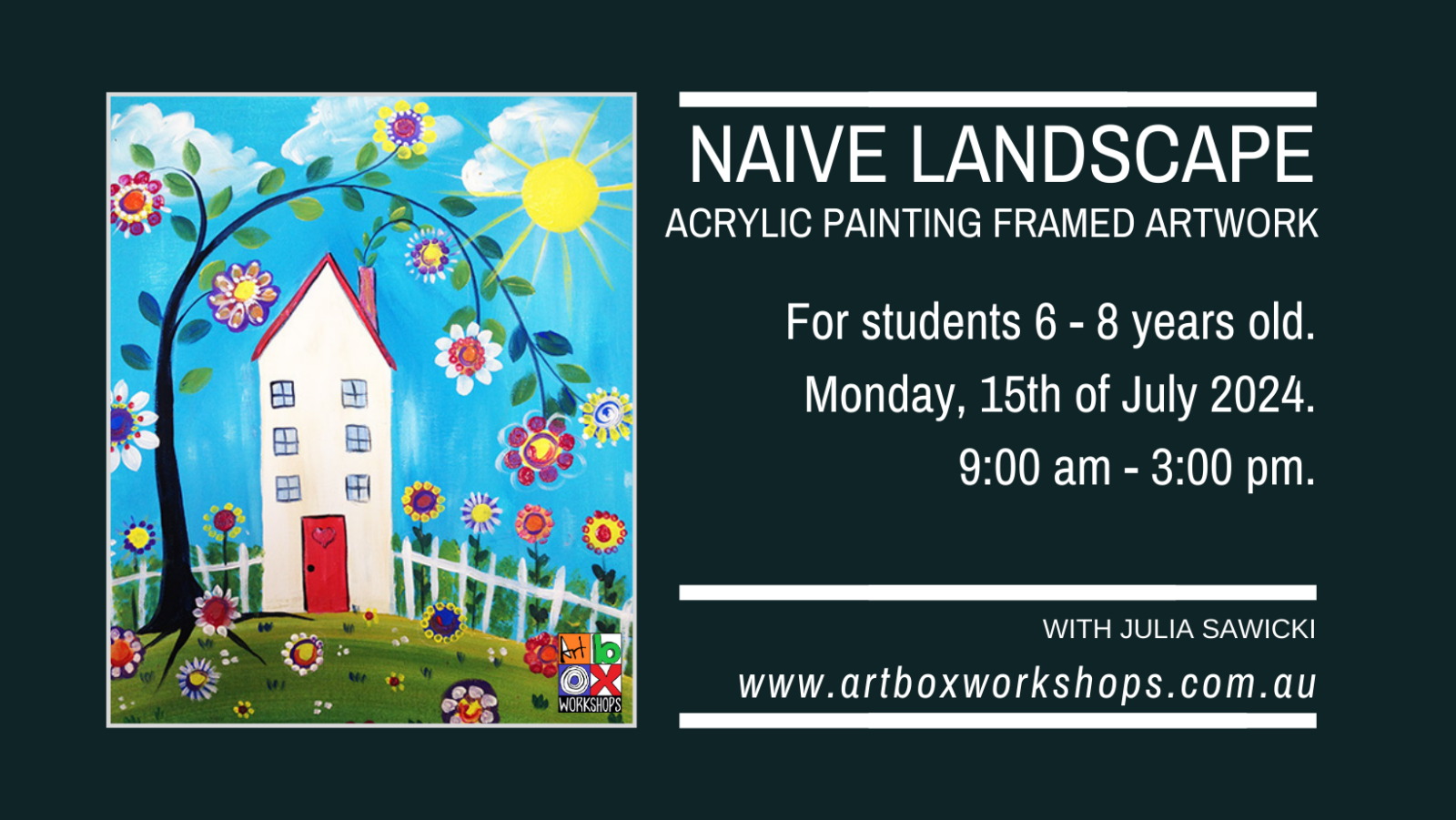 Naive landscape painting at Art Box Workshops
