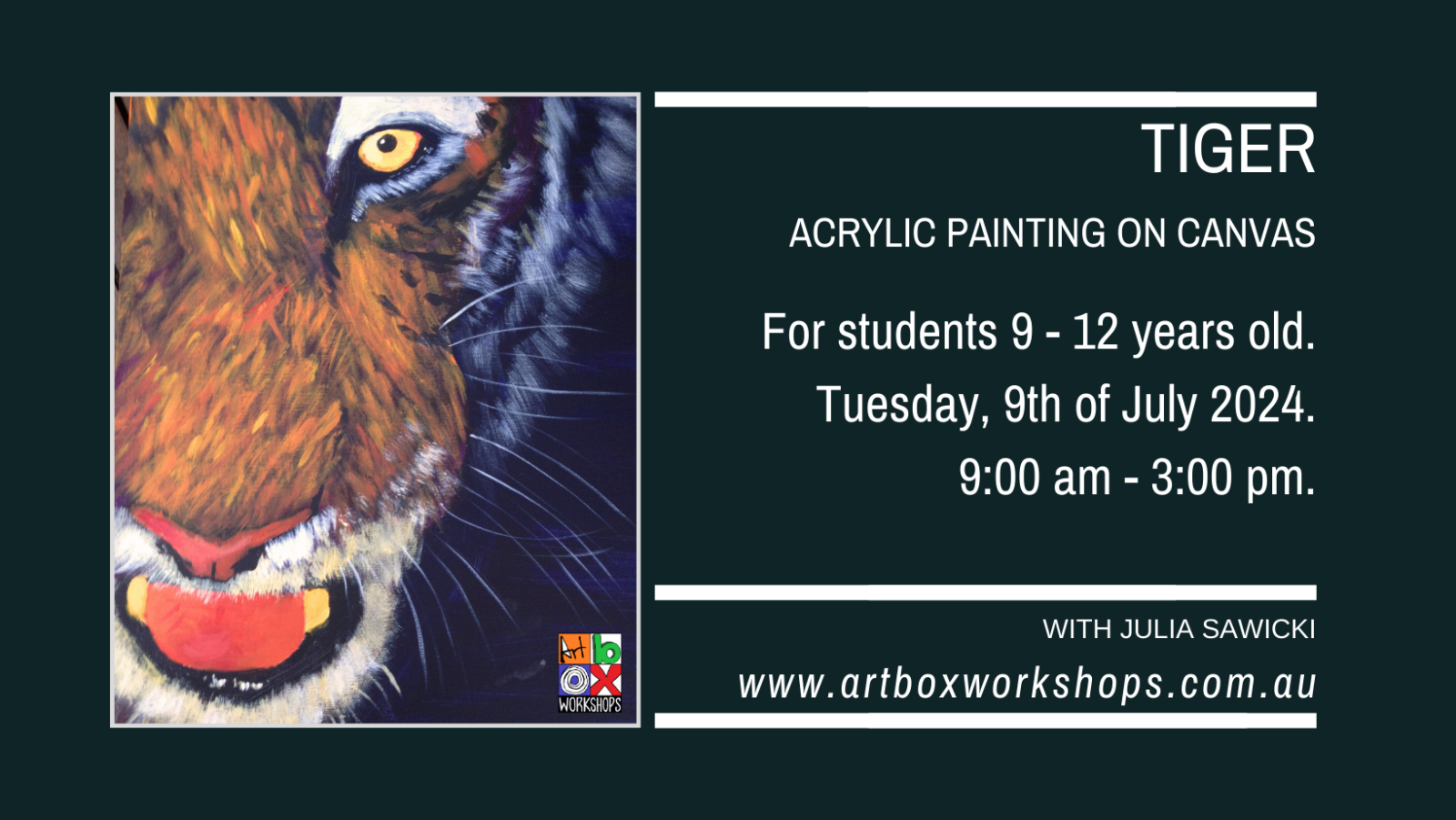 Tiger painting at Art Box Workshops