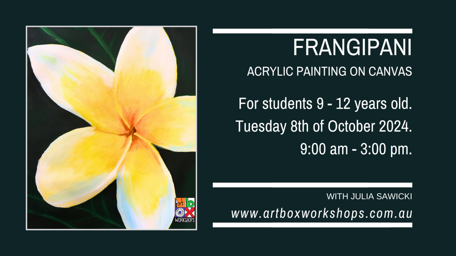 Frangipani painting at Art Box Workshops