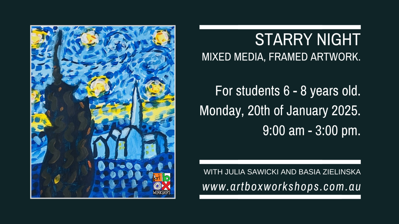 Starry night painted at Art Box Workshops