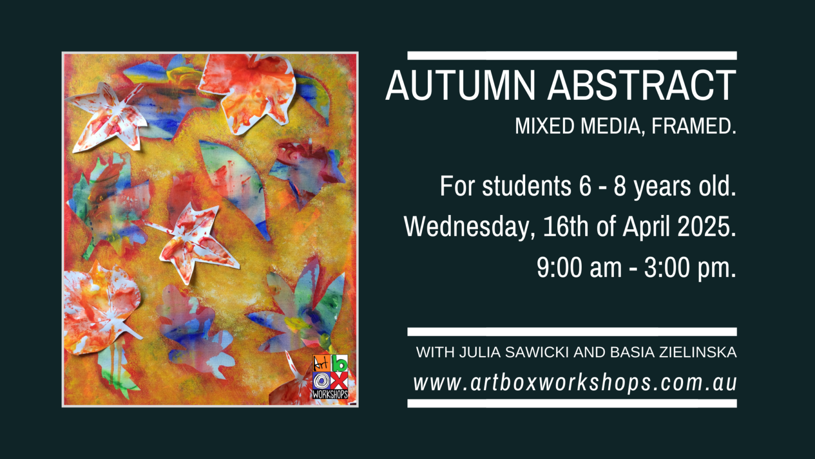 Autumn abstract painting created at Art Box Workshops