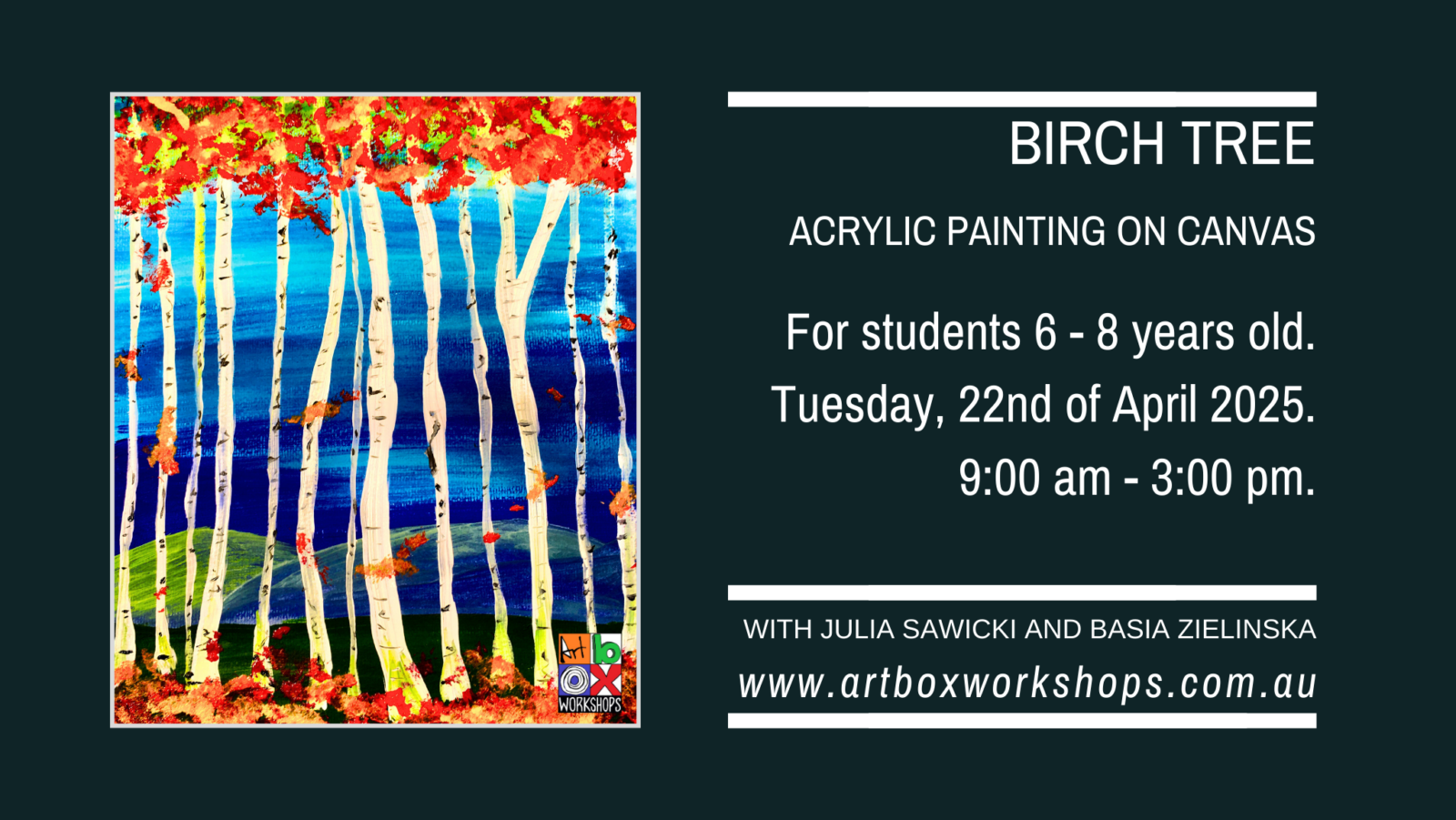 Birch tree painting at Art Box Workshops