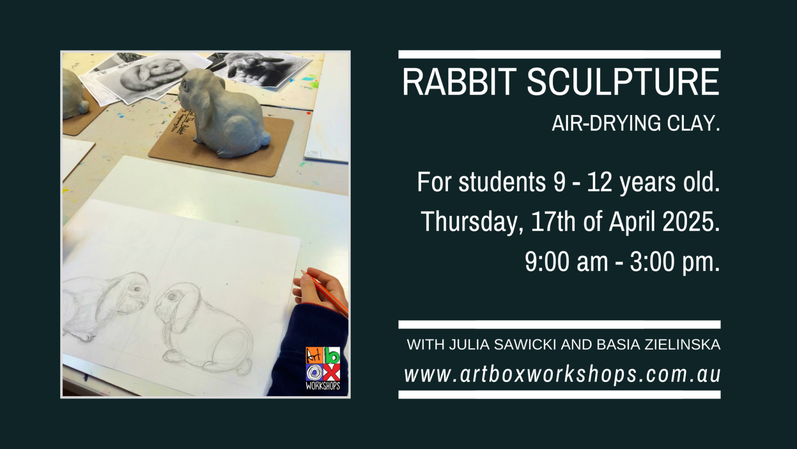 Clay Rabbit sculpture at Art Box Workshops