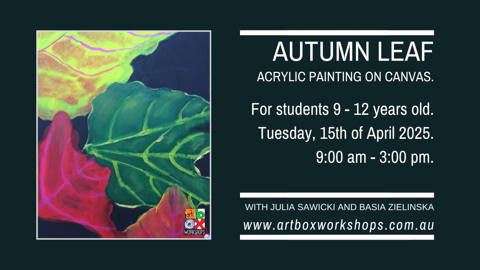 Autumn leaf painting at Art Box Workshops